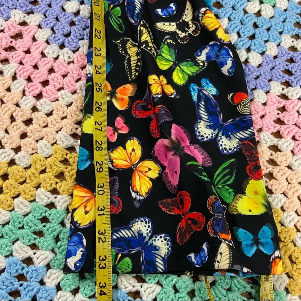 Alice + Olivia Teeny Rainbow Butterfly Print Flare Bell Bottom Pants Size 4 - Picture 15 of 16